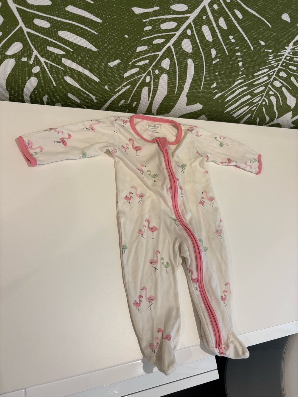 Infant Pink Flamingo Print Footie One-Piece